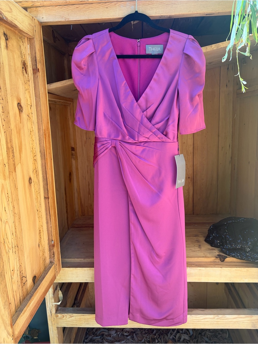 Fuchsia Wrap-Style Women’s Dress